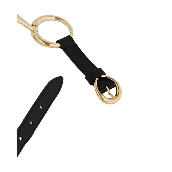 Rabanne Black Leather Belt With Polished Gold Accents - NWT